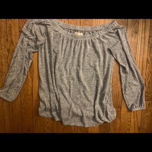 Grey off the shoulder loose tee